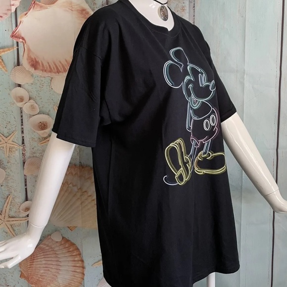DISNEY Mickey Mouse Neon Outline Unisex Tee - Picture 2 of 6